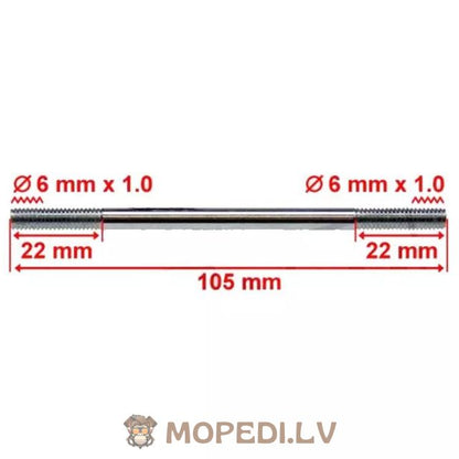 Cylinder Stud Bolt M6x105mm (x1)
