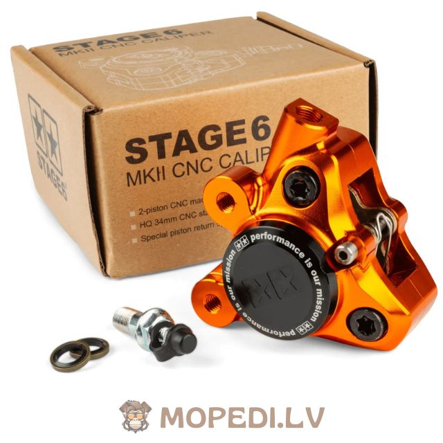 Front Brake Caliper CNC aluminium Stage6 Minarelli / Piaggio / Peugeot orange